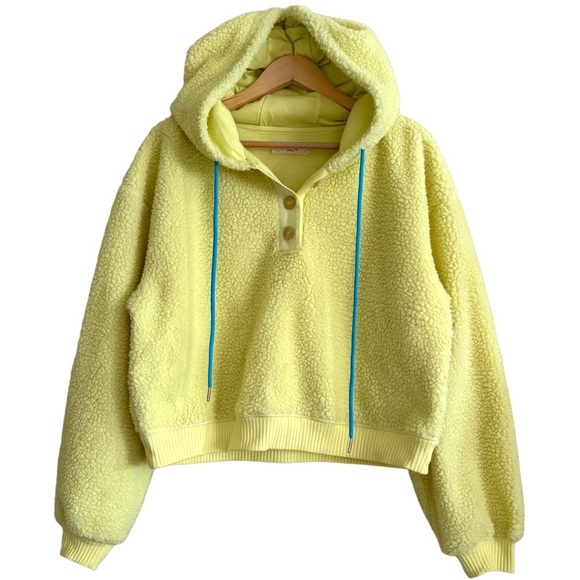 ANTHROPOLOGIE Porridge Vibrant Cozy Boxy Casual Sherpa Fleece Hoodie Size M - Picture 8 of 13